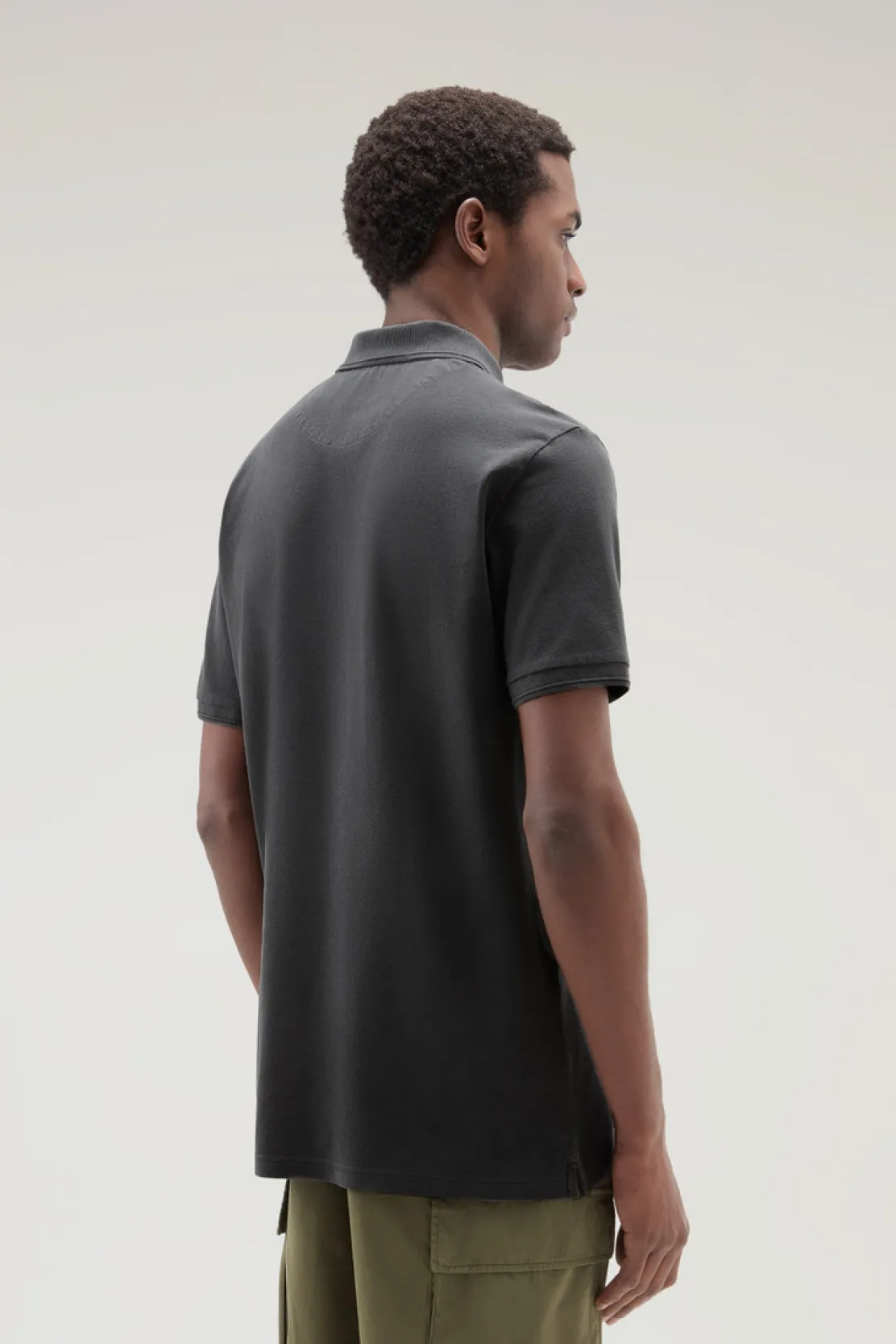 Polo>Woolrich Polo Mackinack Tinta In Capo In Piqué Di Cotone Elasticizzato Black