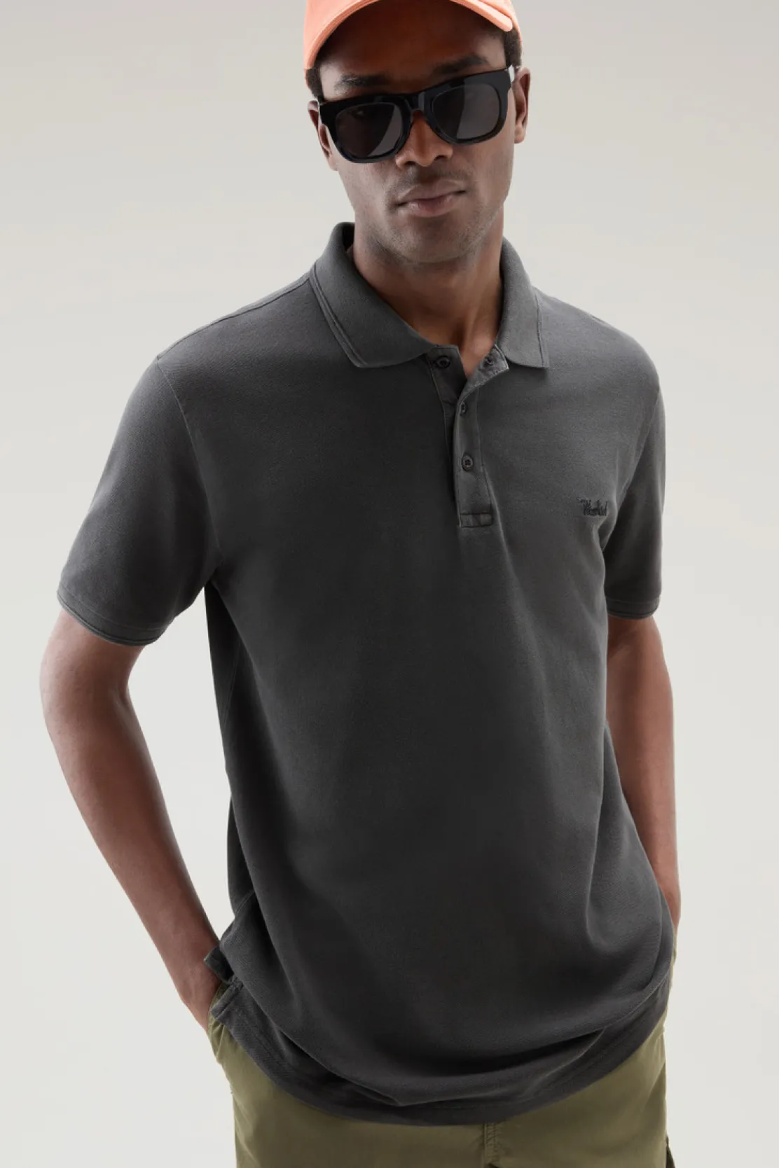 Polo>Woolrich Polo Mackinack Tinta In Capo In Piqué Di Cotone Elasticizzato Black