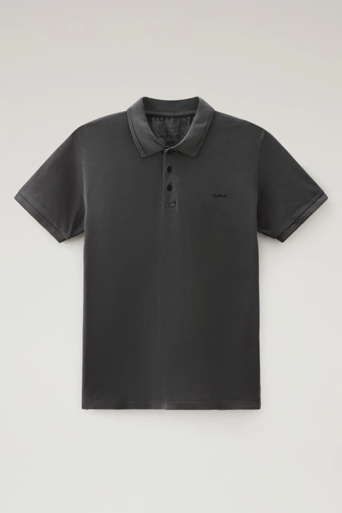 Polo>Woolrich Polo Mackinack Tinta In Capo In Piqué Di Cotone Elasticizzato Black