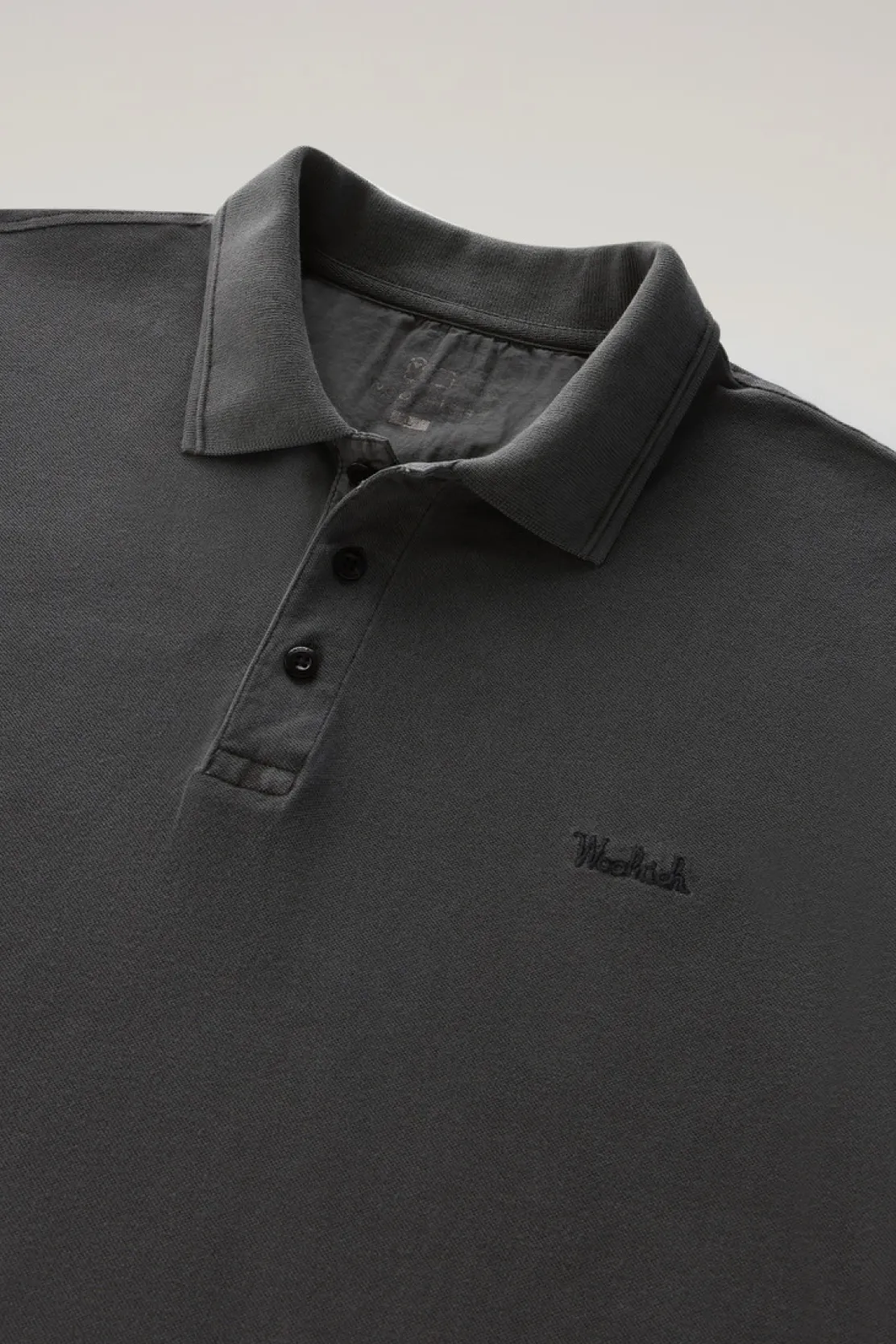 Polo>Woolrich Polo Mackinack Tinta In Capo In Piqué Di Cotone Elasticizzato Black