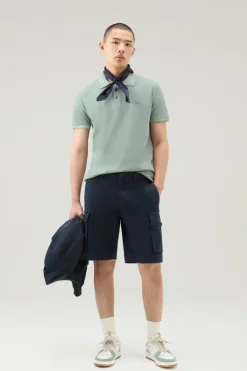 Polo>Woolrich Polo Mackinack Tinta In Capo In Piqu&eacute; Di Cotone Elasticizzato Sage
