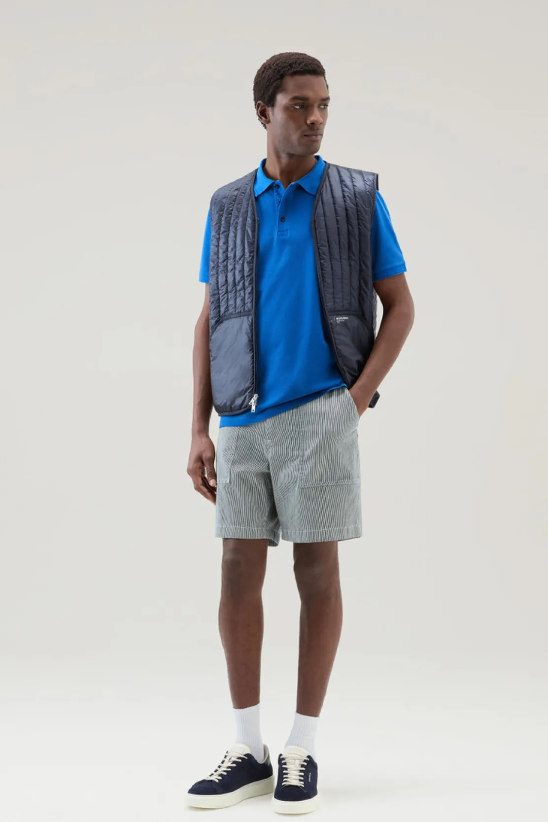 Polo>Woolrich Polo Mackinack Tinta In Capo In Piqué Di Cotone Elasticizzato Snorkel Blue
