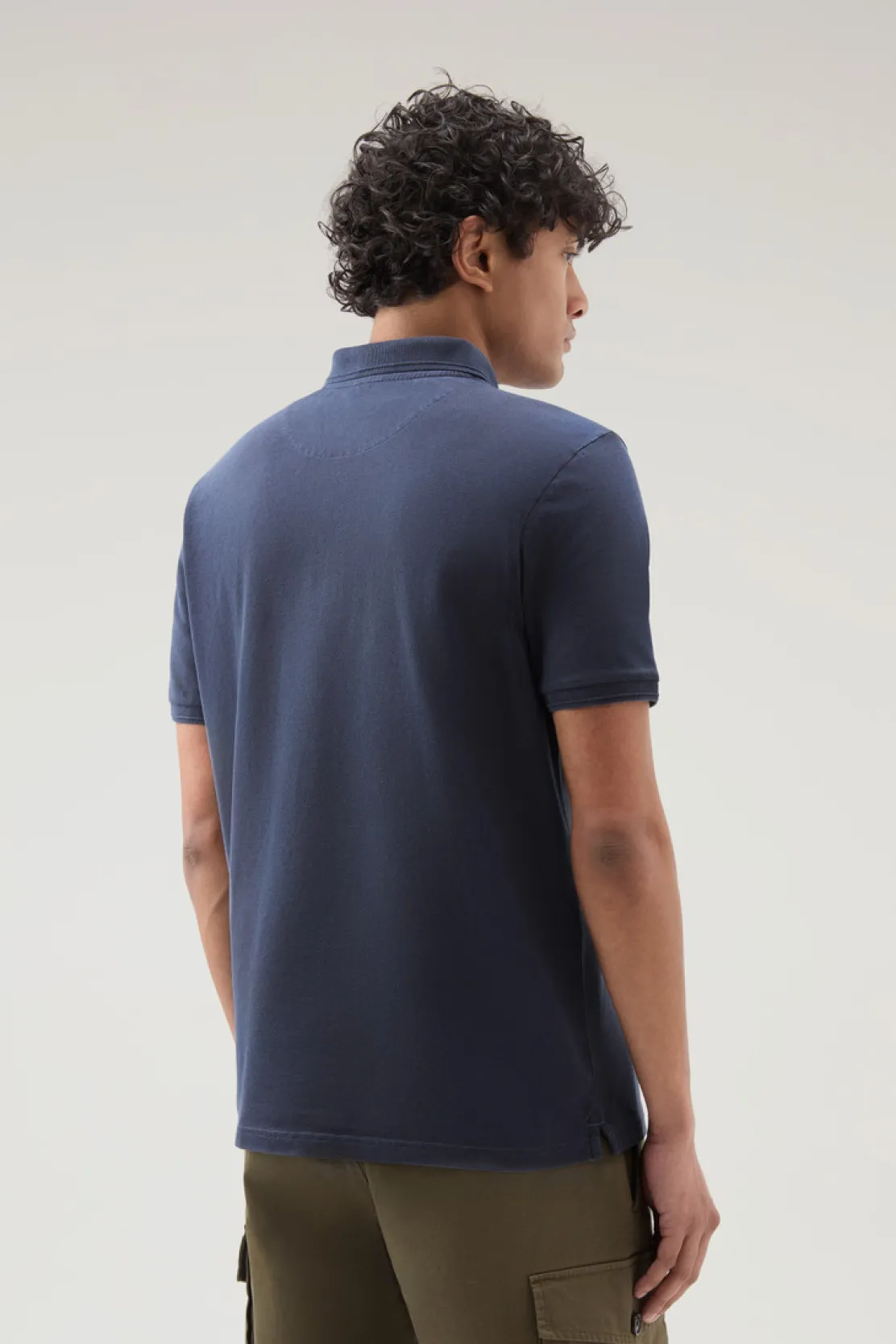 Polo>Woolrich Polo Mackinack Tinta In Capo In Piqué Di Cotone Elasticizzato Melton Blue