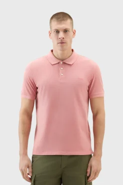 Polo>Woolrich Polo Mackinack Tinta In Capo In Piqu&eacute; Di Cotone Elasticizzato Coral Sand