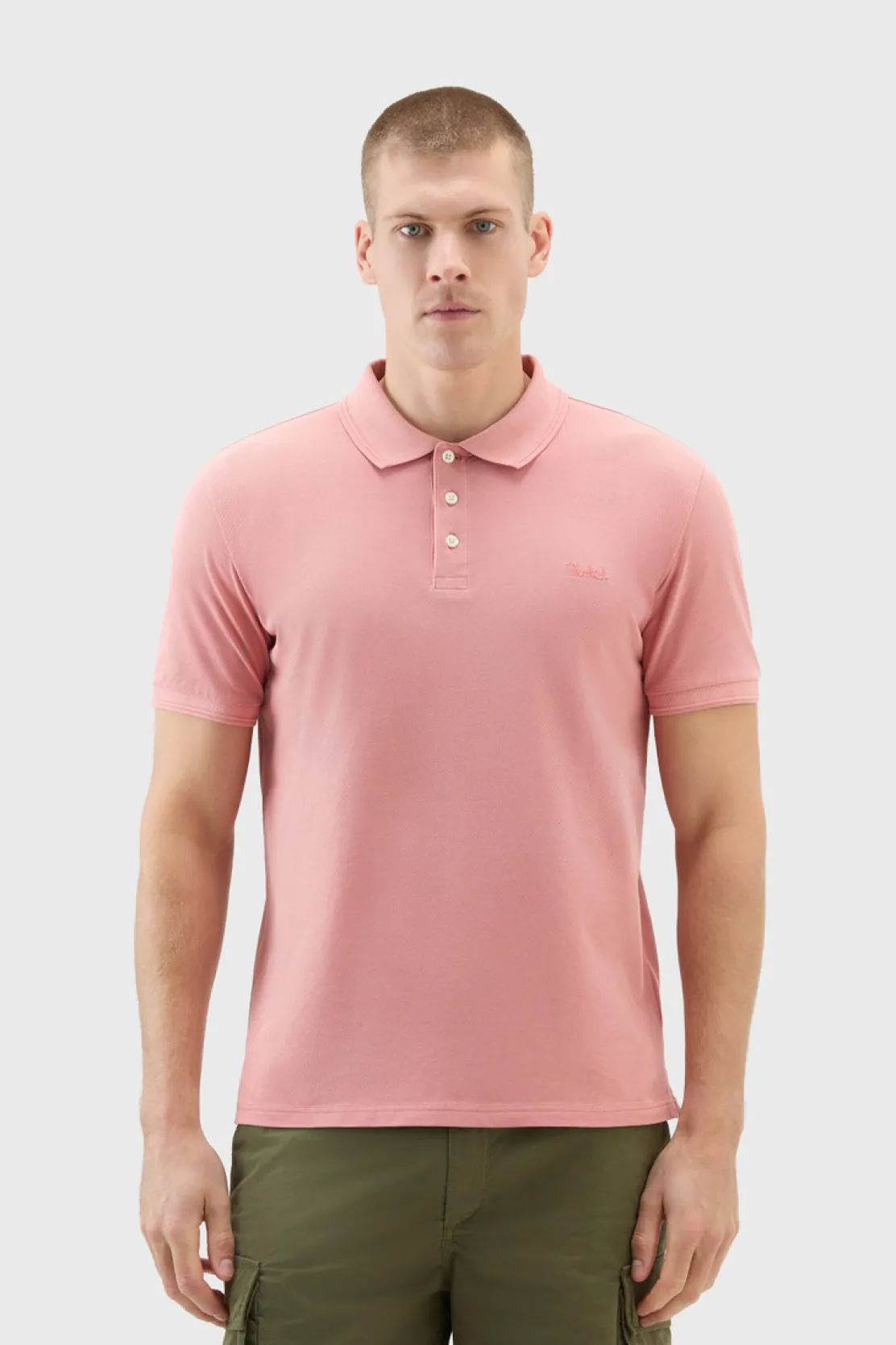 Polo>Woolrich Polo Mackinack Tinta In Capo In Piqué Di Cotone Elasticizzato Coral Sand