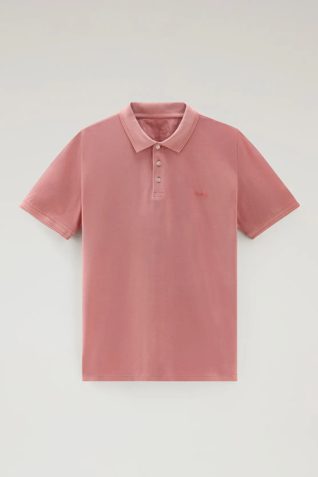 Polo>Woolrich Polo Mackinack Tinta In Capo In Piqué Di Cotone Elasticizzato Coral Sand