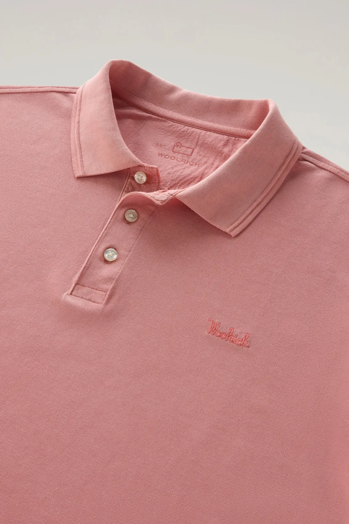 Polo>Woolrich Polo Mackinack Tinta In Capo In Piqué Di Cotone Elasticizzato Coral Sand
