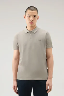 Polo>Woolrich Polo Mackinack Tinta In Capo In Piqué Di Cotone Elasticizzato Rope