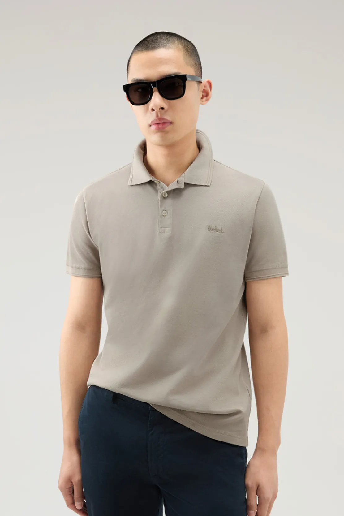 Polo>Woolrich Polo Mackinack Tinta In Capo In Piqué Di Cotone Elasticizzato Rope