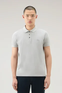 Polo>Woolrich Polo Mackinack Tinta In Capo In Piqué Di Cotone Elasticizzato Mineral Grey