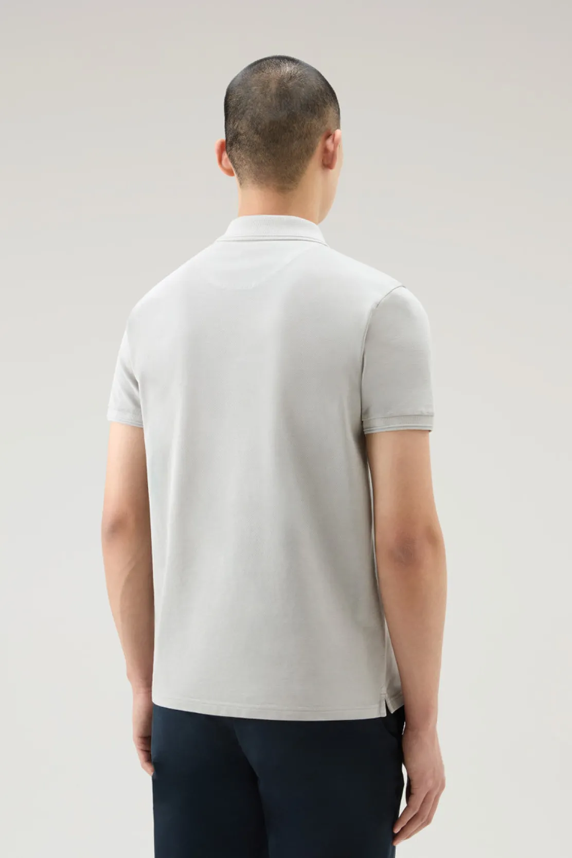 Polo>Woolrich Polo Mackinack Tinta In Capo In Piqué Di Cotone Elasticizzato Mineral Grey