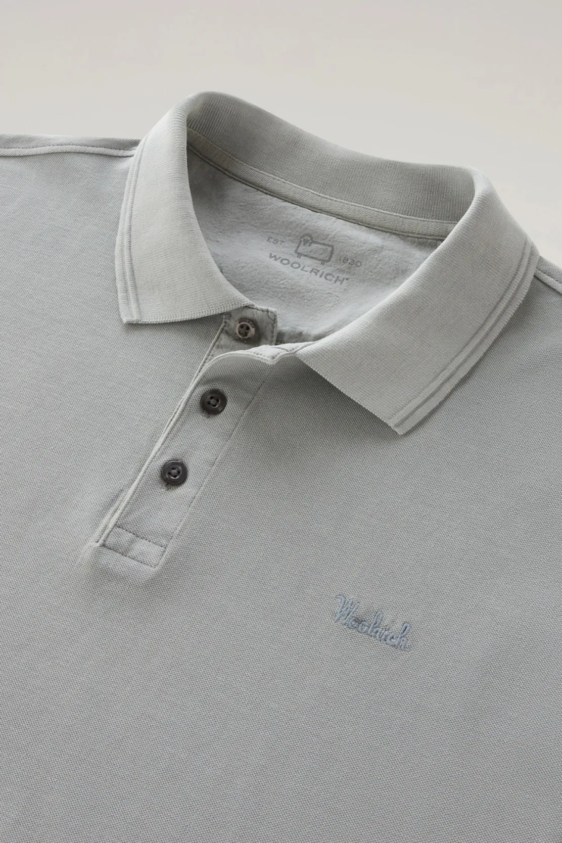 Polo>Woolrich Polo Mackinack Tinta In Capo In Piqué Di Cotone Elasticizzato Mineral Grey