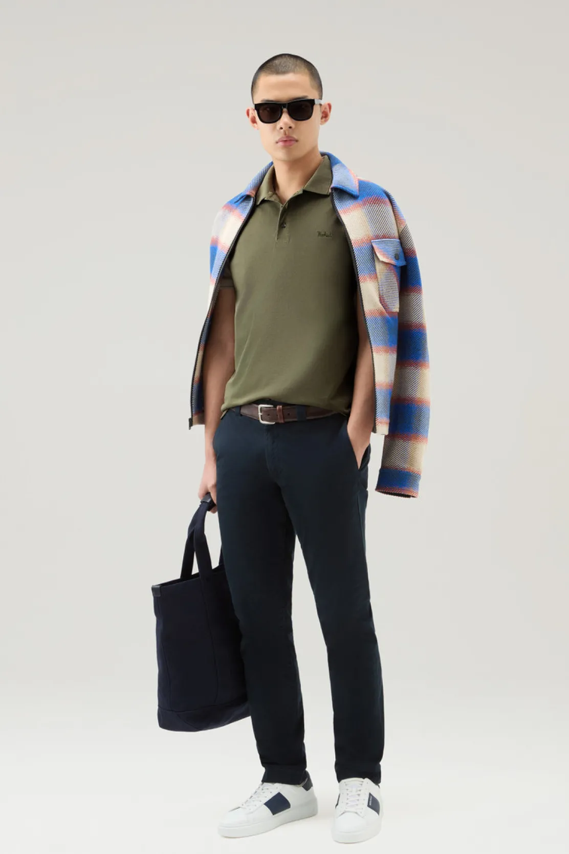 Polo>Woolrich Polo Mackinack Tinta In Capo In Piqué Di Cotone Elasticizzato Lake Olive
