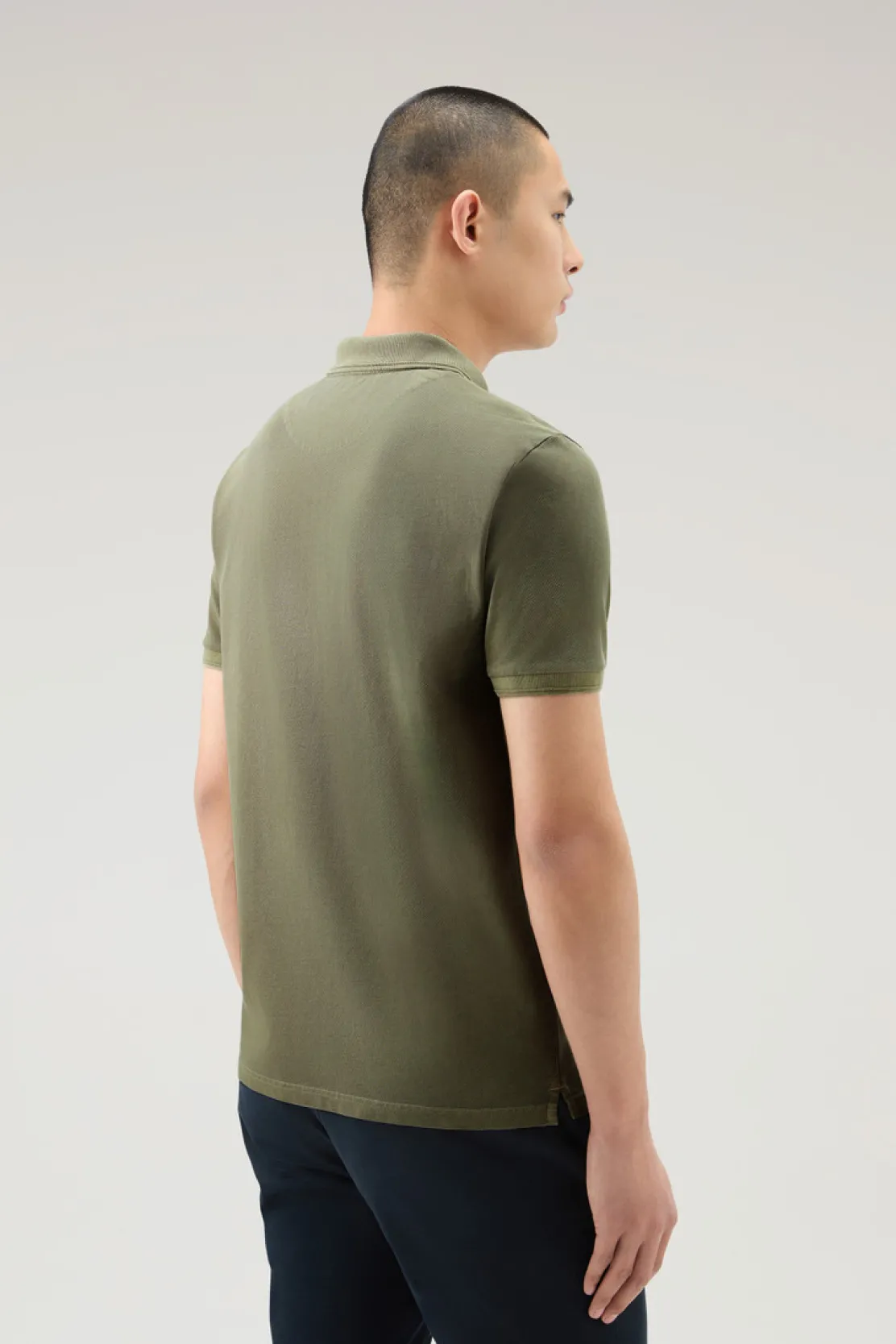 Polo>Woolrich Polo Mackinack Tinta In Capo In Piqué Di Cotone Elasticizzato Lake Olive