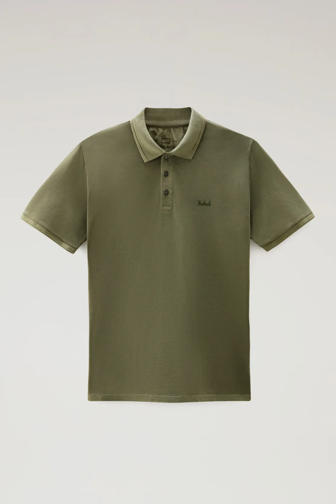 Polo>Woolrich Polo Mackinack Tinta In Capo In Piqué Di Cotone Elasticizzato Lake Olive