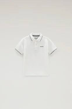Abbigliamento>Woolrich Polo Monterey Da Bambino In Cotone Piquet Elasticizzato Arctic White