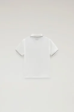 Abbigliamento>Woolrich Polo Monterey Da Bambino In Cotone Piquet Elasticizzato Arctic White
