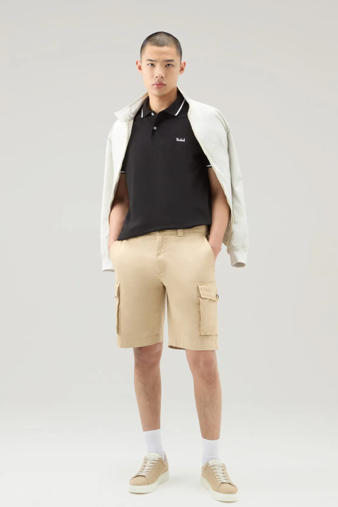 Polo>Woolrich Polo Monterey In Piquet Di Cotone Elasticizzato Con Bordi A Righe Black