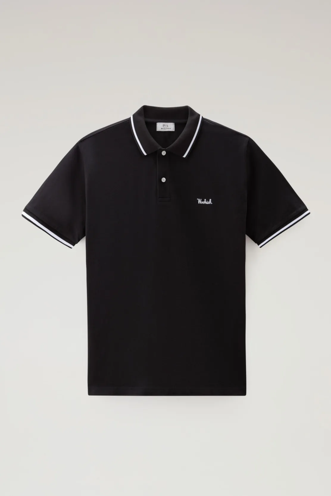 Polo>Woolrich Polo Monterey In Piquet Di Cotone Elasticizzato Con Bordi A Righe Black
