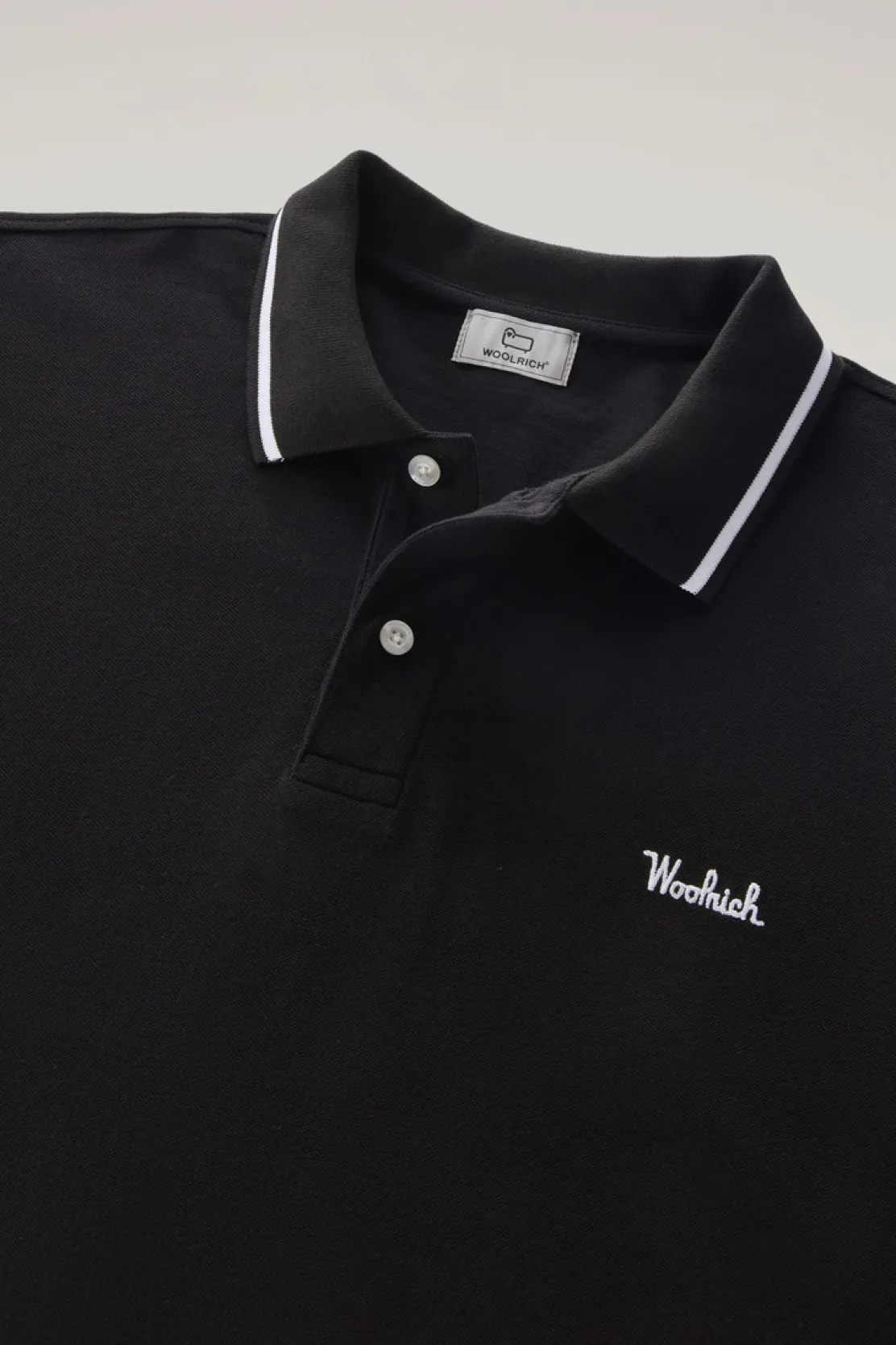 Polo>Woolrich Polo Monterey In Piquet Di Cotone Elasticizzato Con Bordi A Righe Black
