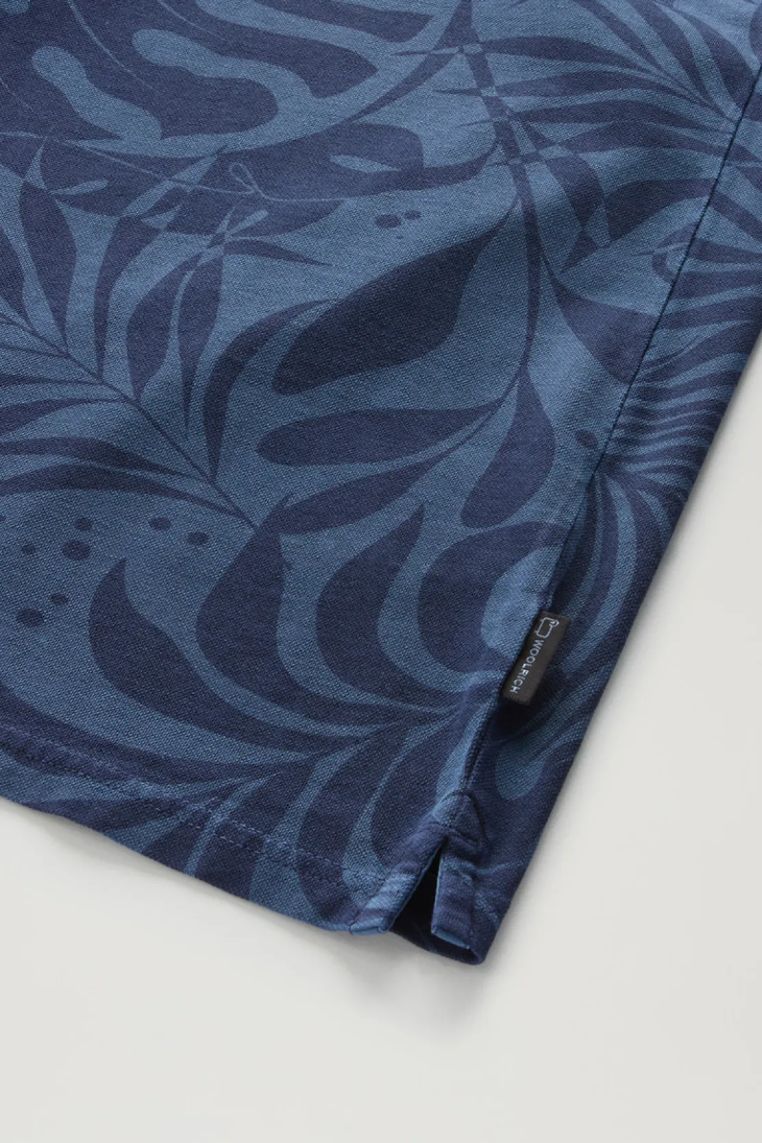 Polo>Woolrich Polo Tinta In Capo In Cotone Elasticizzato Con Stampa Tropical Maritime Blue Flower