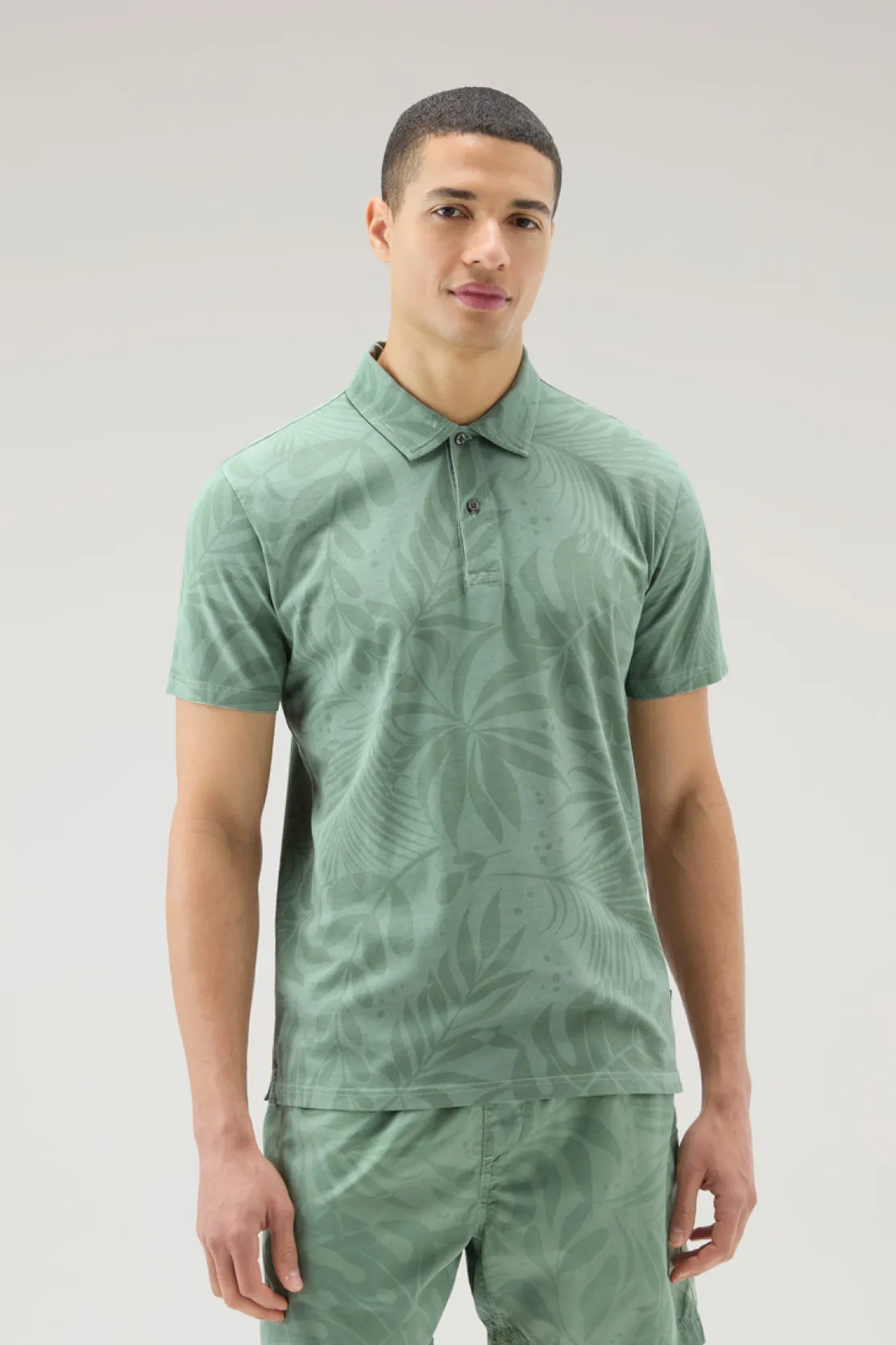 Polo>Woolrich Polo Tinta In Capo In Cotone Elasticizzato Con Stampa Tropical Sage Flower