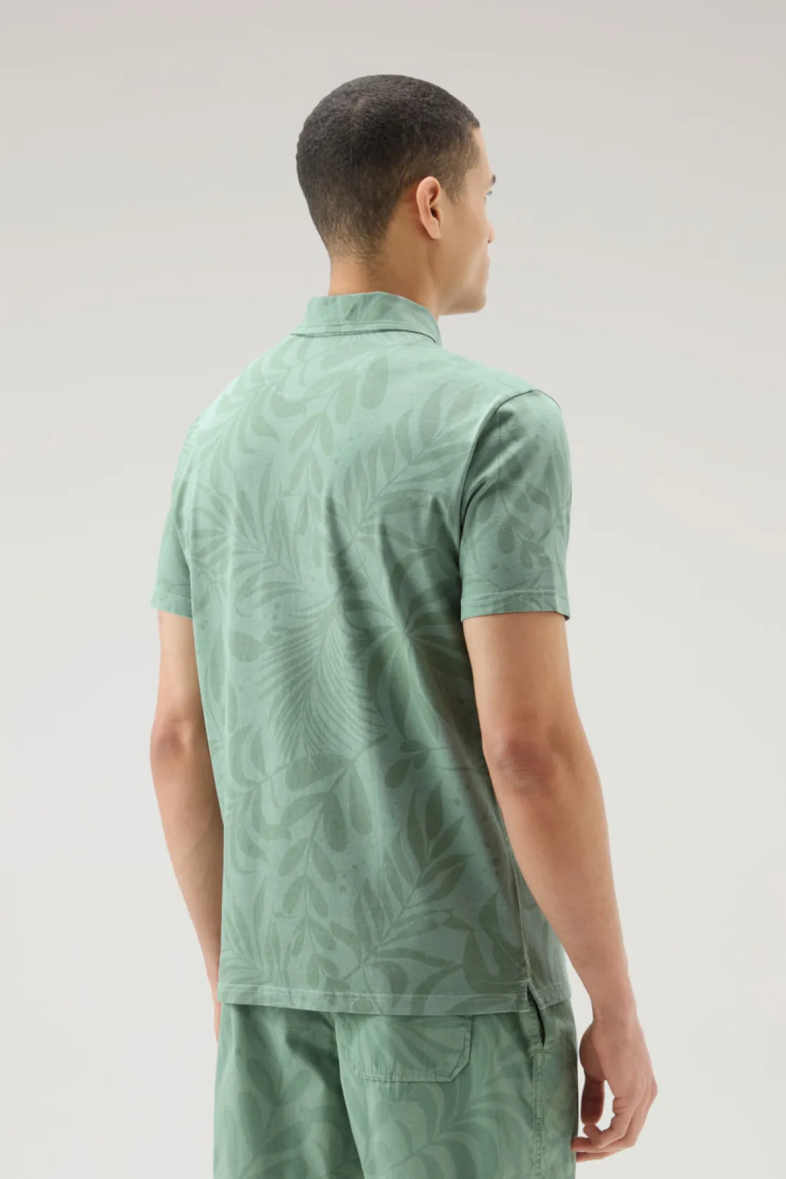 Polo>Woolrich Polo Tinta In Capo In Cotone Elasticizzato Con Stampa Tropical Sage Flower
