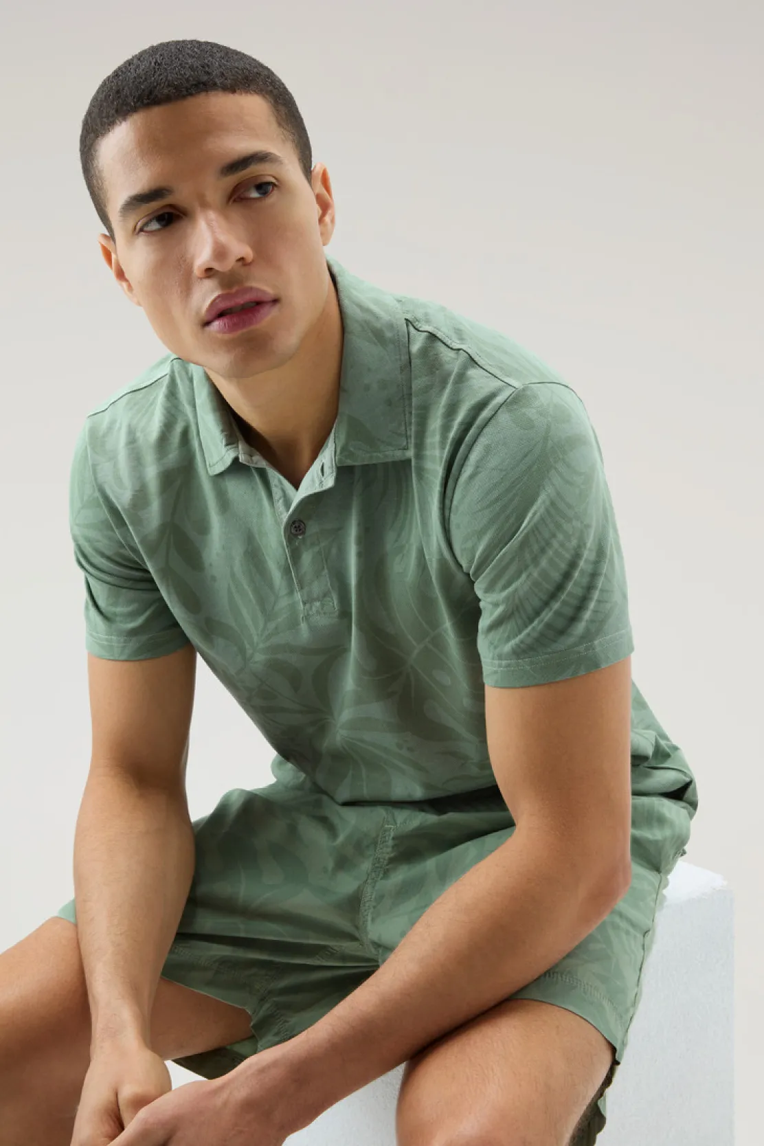 Polo>Woolrich Polo Tinta In Capo In Cotone Elasticizzato Con Stampa Tropical Sage Flower