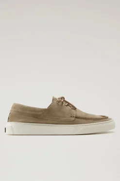Scarpe da barca e sandali>Woolrich Scarpe Da Barca In Pelle Scamosciata Beige