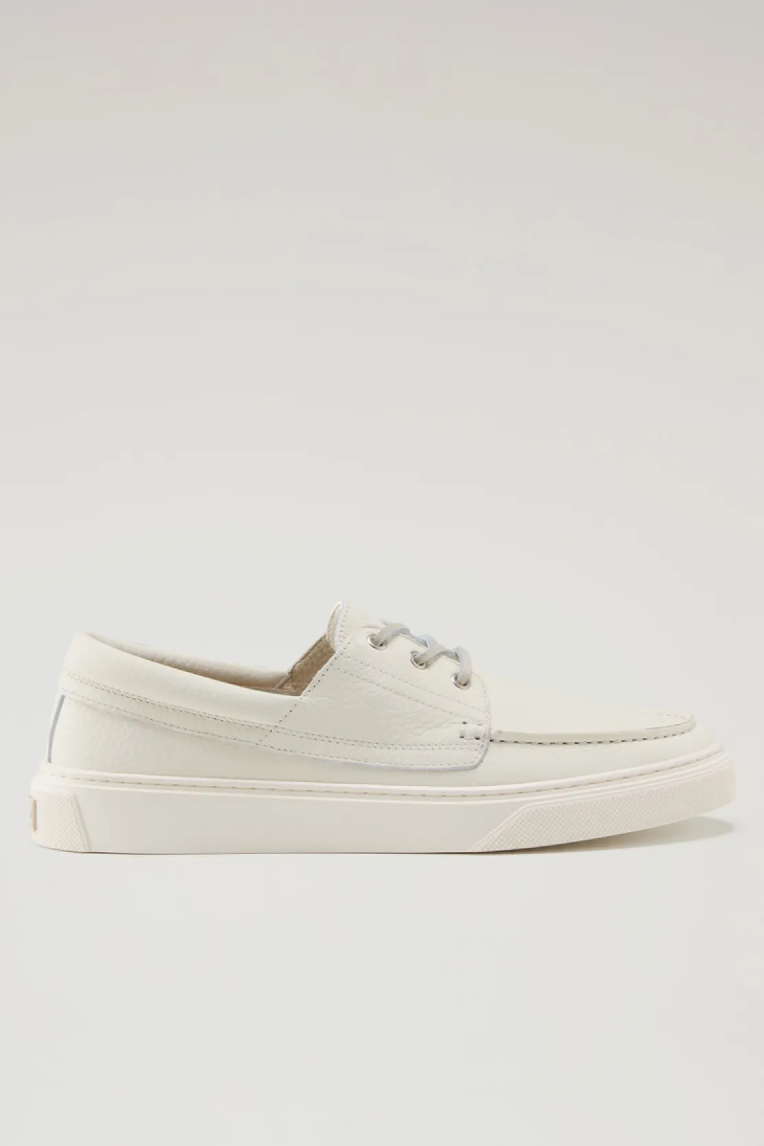Scarpe da barca e sandali>Woolrich Scarpe Da Barca In Pelle Bottalata Cream