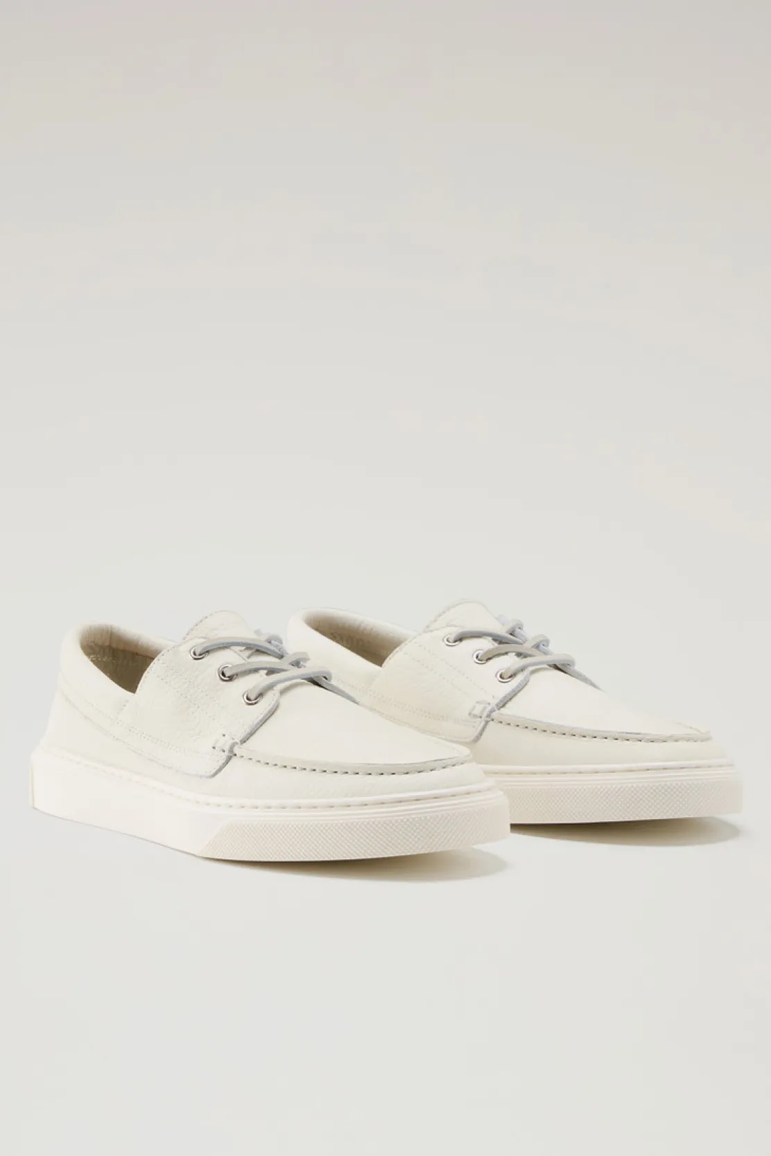 Scarpe da barca e sandali>Woolrich Scarpe Da Barca In Pelle Bottalata Cream