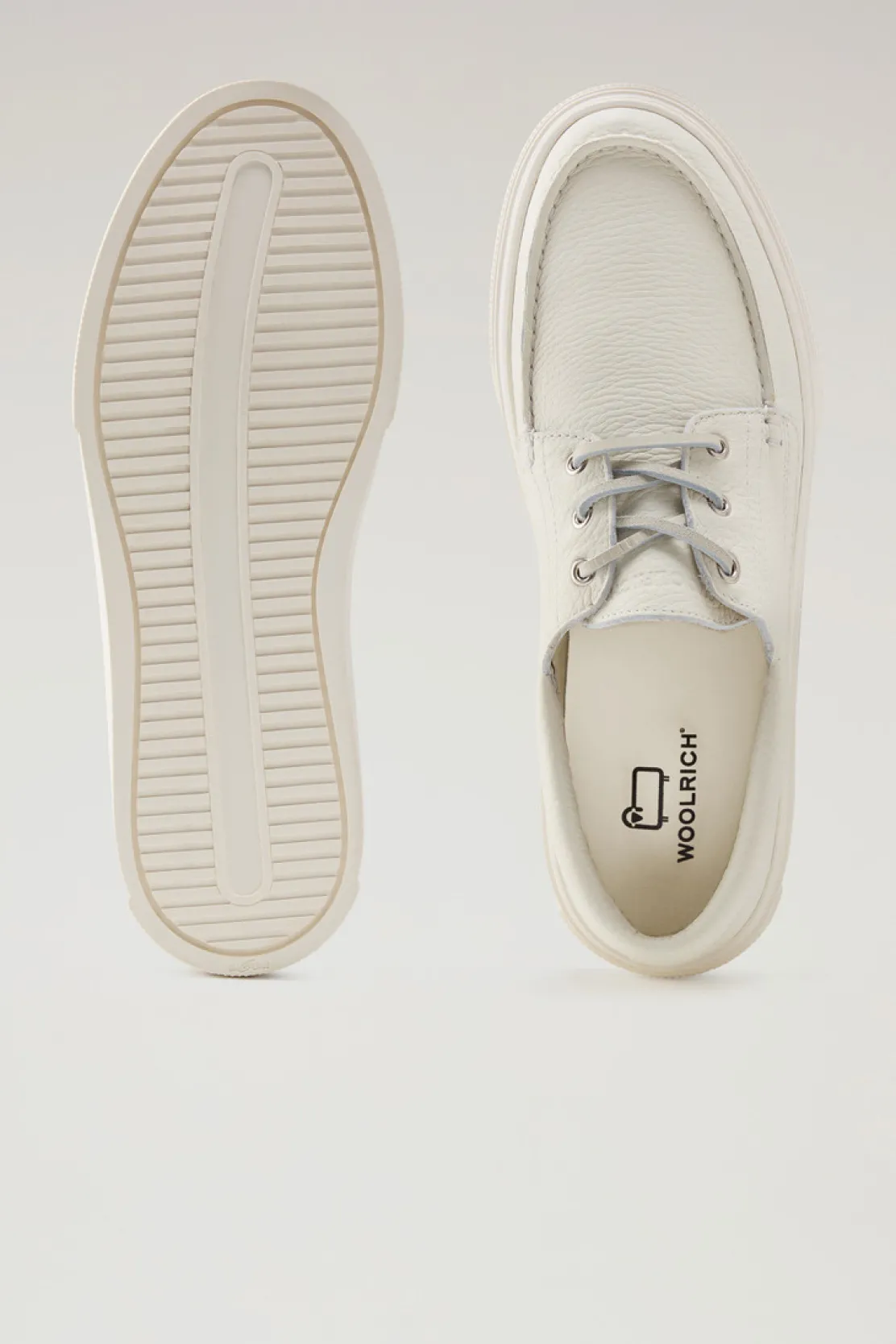 Scarpe da barca e sandali>Woolrich Scarpe Da Barca In Pelle Bottalata Cream