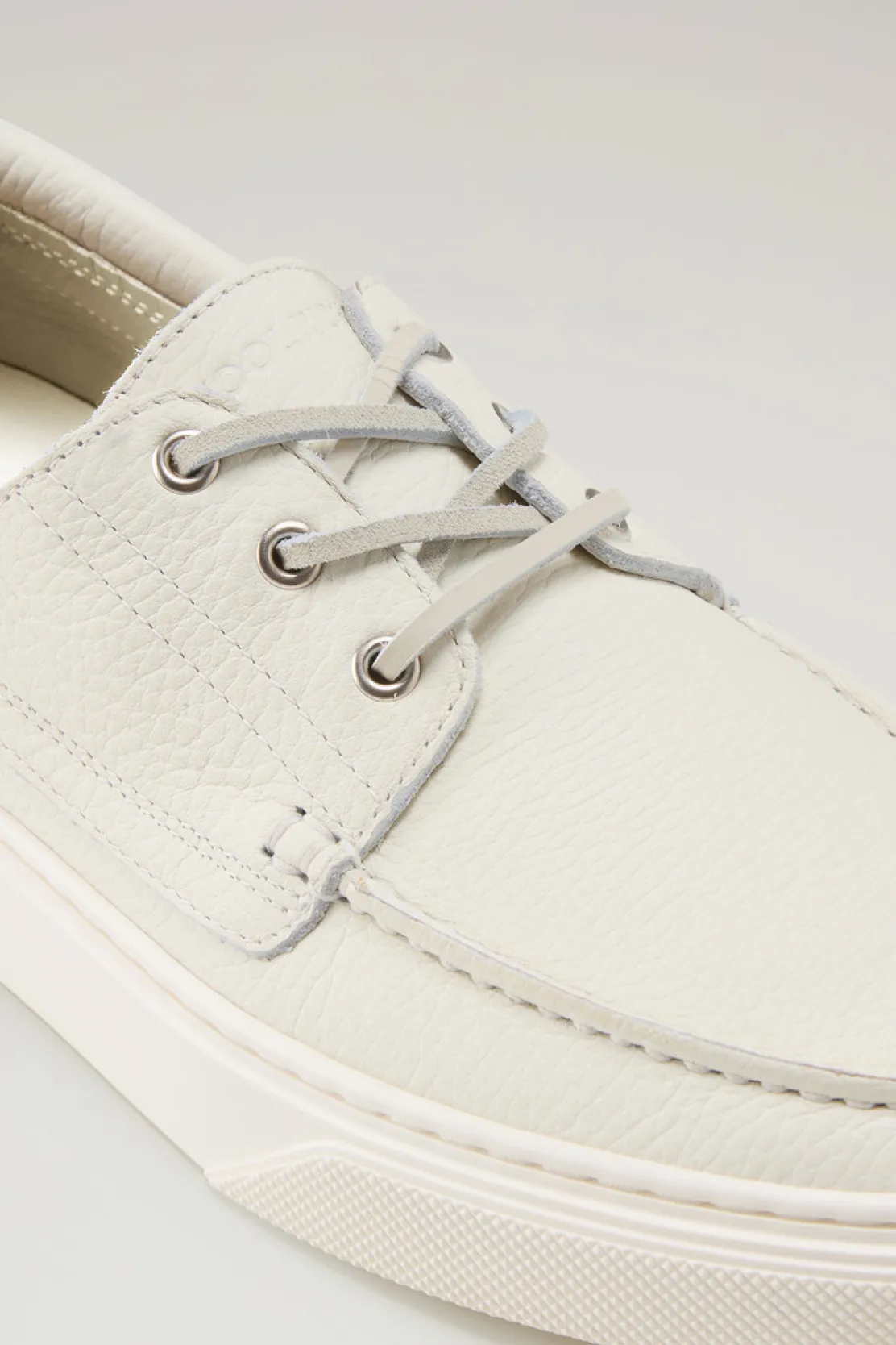 Scarpe da barca e sandali>Woolrich Scarpe Da Barca In Pelle Bottalata Cream