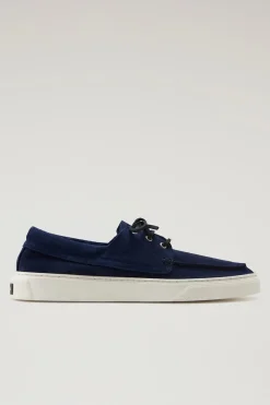 Scarpe da barca e sandali>Woolrich Scarpe Da Barca In Pelle Scamosciata Blue