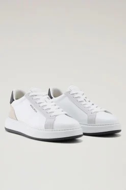 Sneakers>Woolrich Sneakers Arrow In Pelle Con Inserti In Camoscio White White
