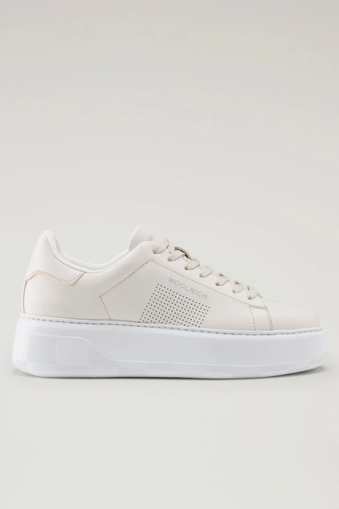 Sneakers>Woolrich Sneakers Chunky Court In Pelle Con Microforature Cream