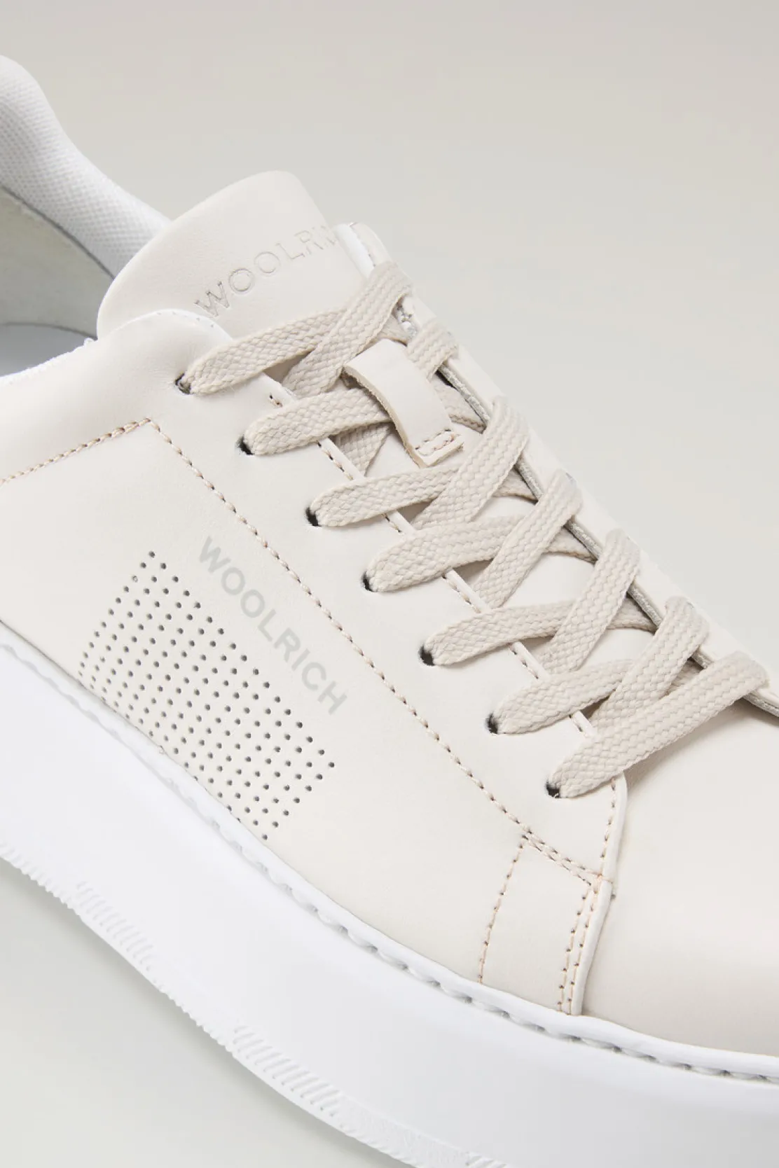 Sneakers>Woolrich Sneakers Chunky Court In Pelle Con Microforature Cream