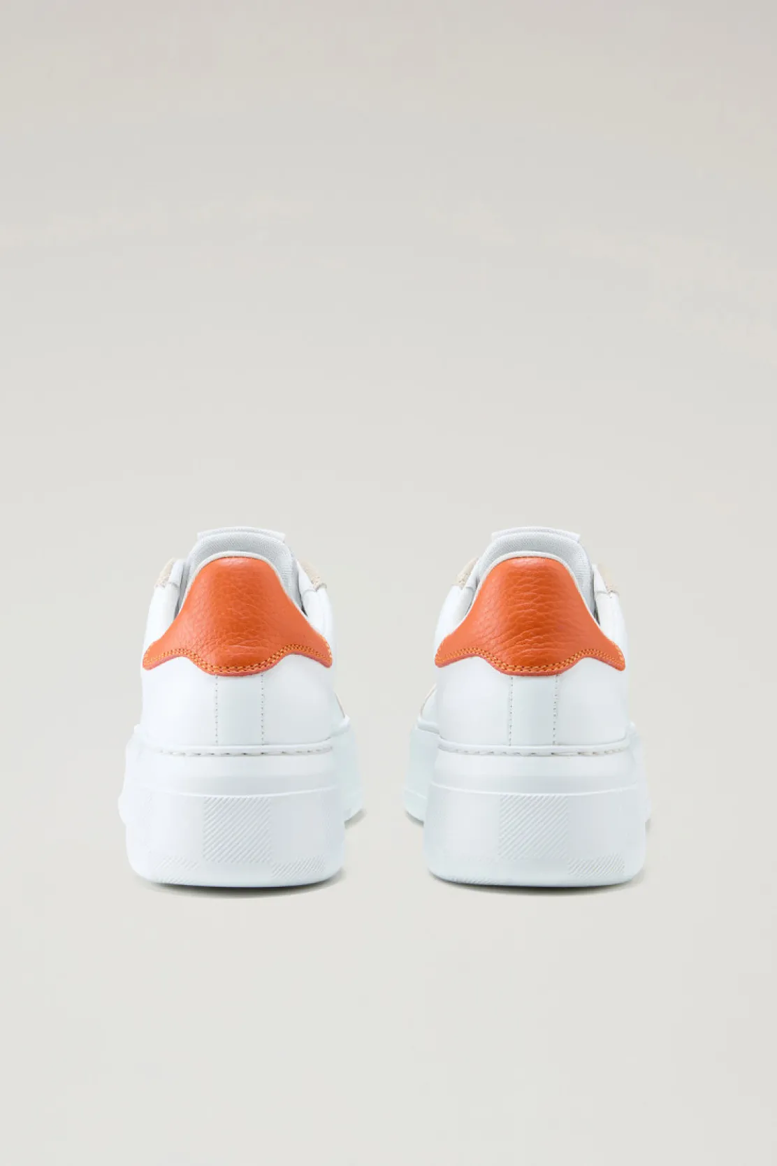 Sneakers>Woolrich Sneakers Chunky Court In Pelle Con Dettagli A Contrasto White Beige