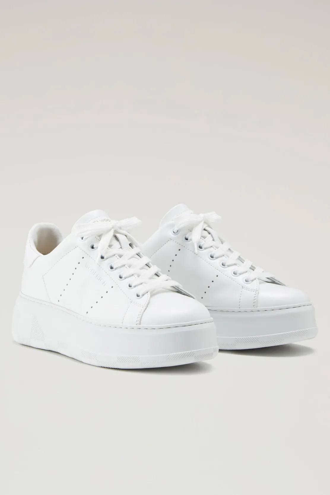 Sneakers>Woolrich Sneakers Chunky Court In Pelle White White