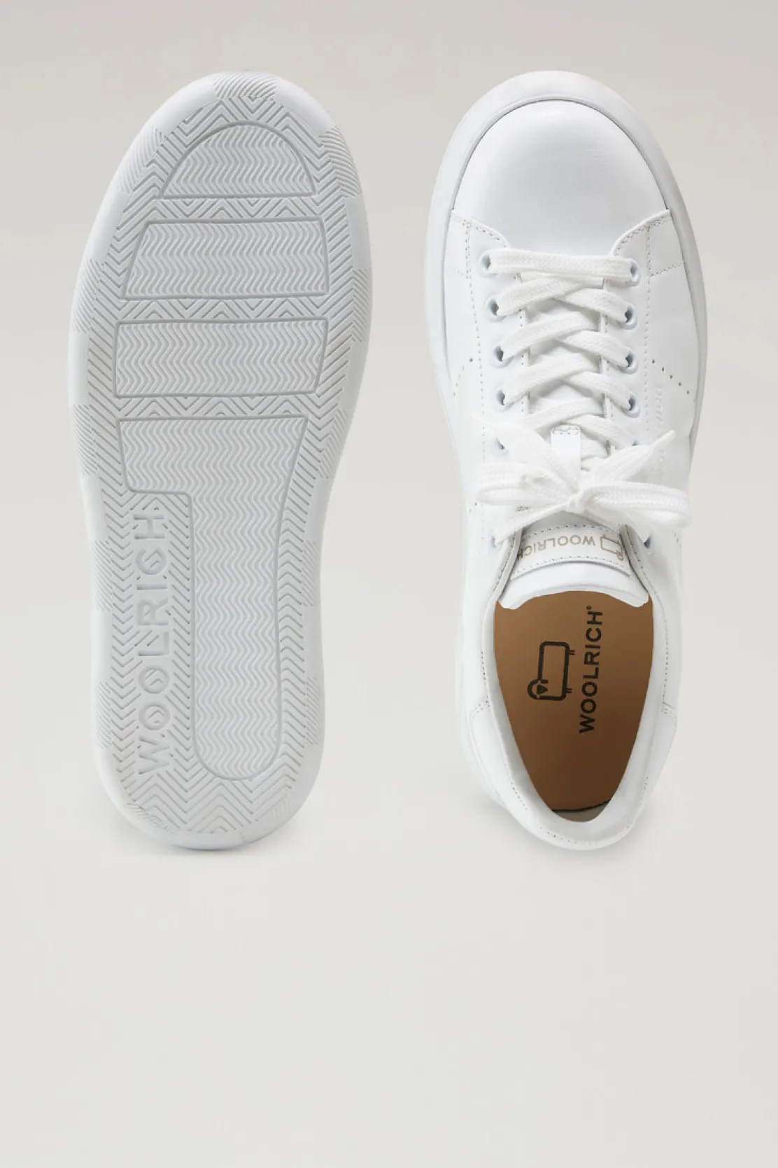 Sneakers>Woolrich Sneakers Chunky Court In Pelle White White