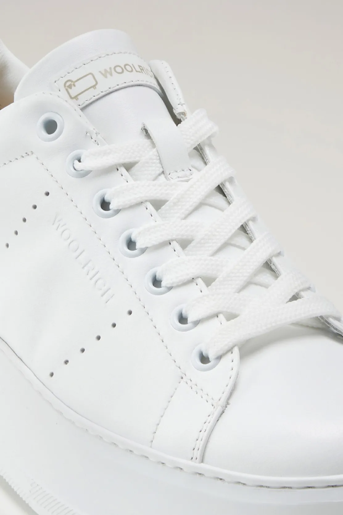 Sneakers>Woolrich Sneakers Chunky Court In Pelle White White