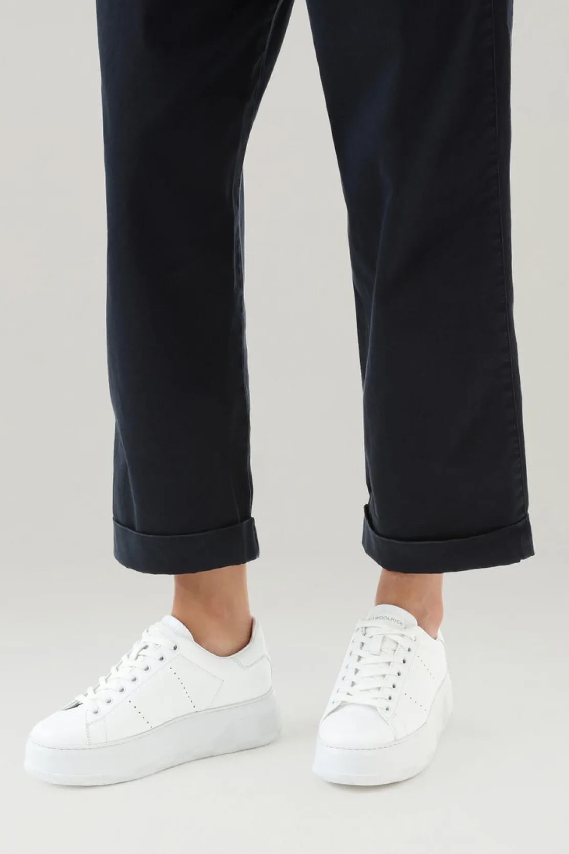 Sneakers>Woolrich Sneakers Chunky Court In Pelle White White