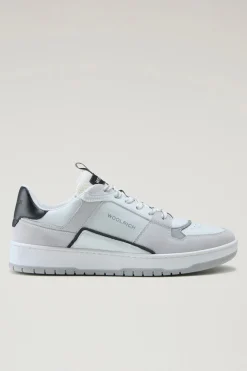 Sneakers>Woolrich Sneakers Classic Basket In Pelle Scamosciata White White