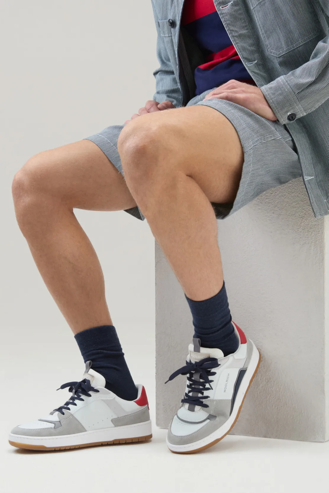 Sneakers>Woolrich Sneakers Classic Basket In Pelle Scamosciata Grey White