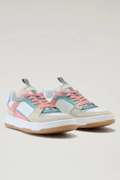 Sneakers>Woolrich Sneakers Classic Basket Multicolor In Pelle Scamosciata Beige Multicolor