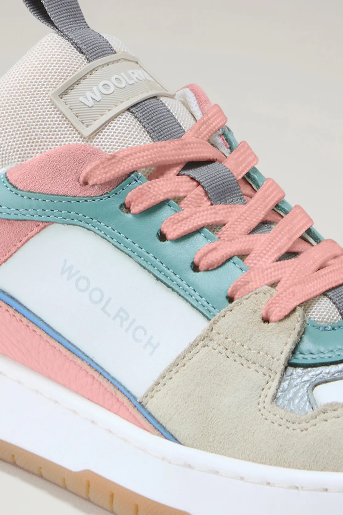 Sneakers>Woolrich Sneakers Classic Basket Multicolor In Pelle Scamosciata Beige Multicolor