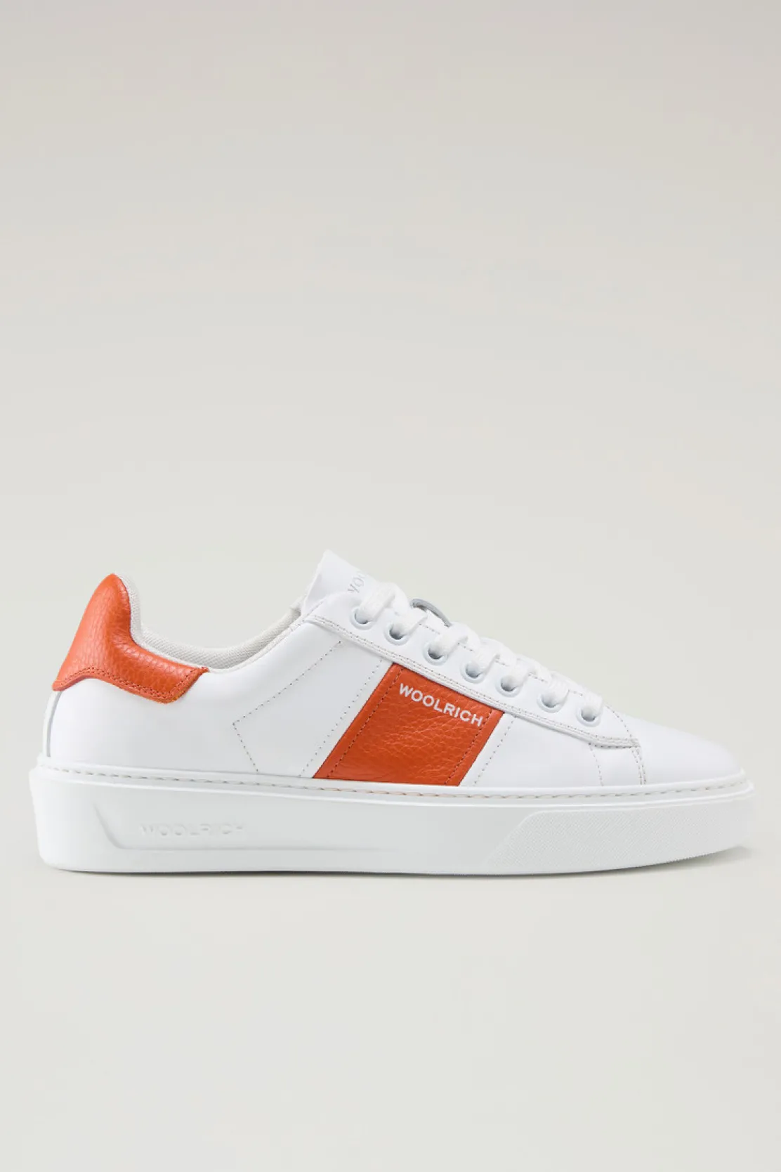 Sneakers>Woolrich Sneakers Classic Court In Pelle Con Banda A Contrasto White Koi