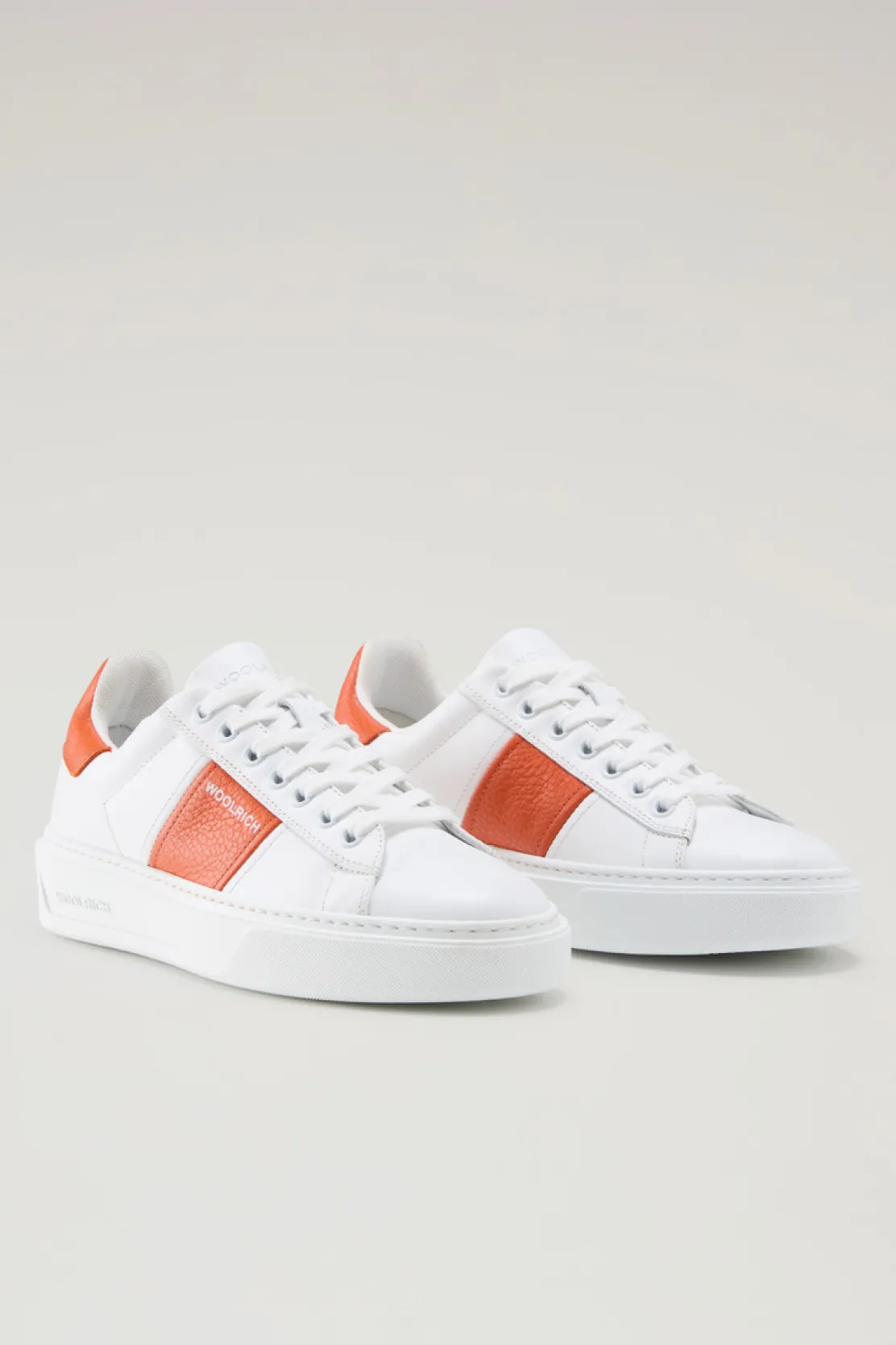 Sneakers>Woolrich Sneakers Classic Court In Pelle Con Banda A Contrasto White Koi
