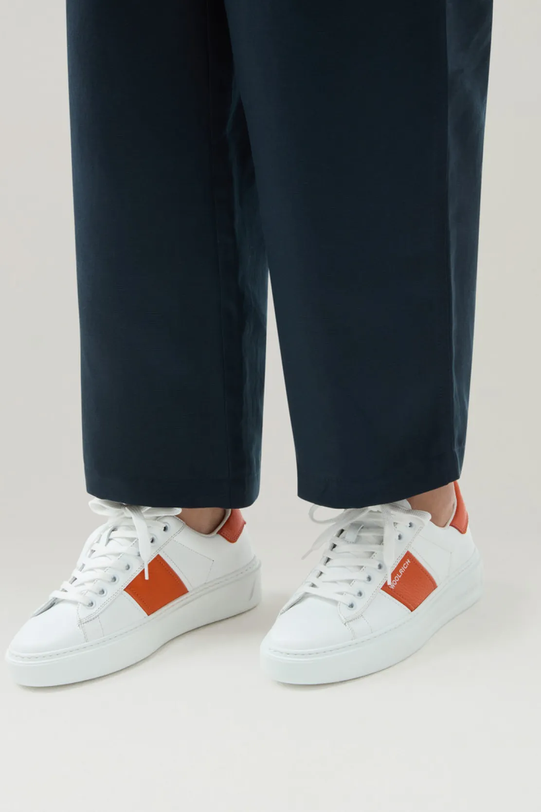 Sneakers>Woolrich Sneakers Classic Court In Pelle Con Banda A Contrasto White Koi
