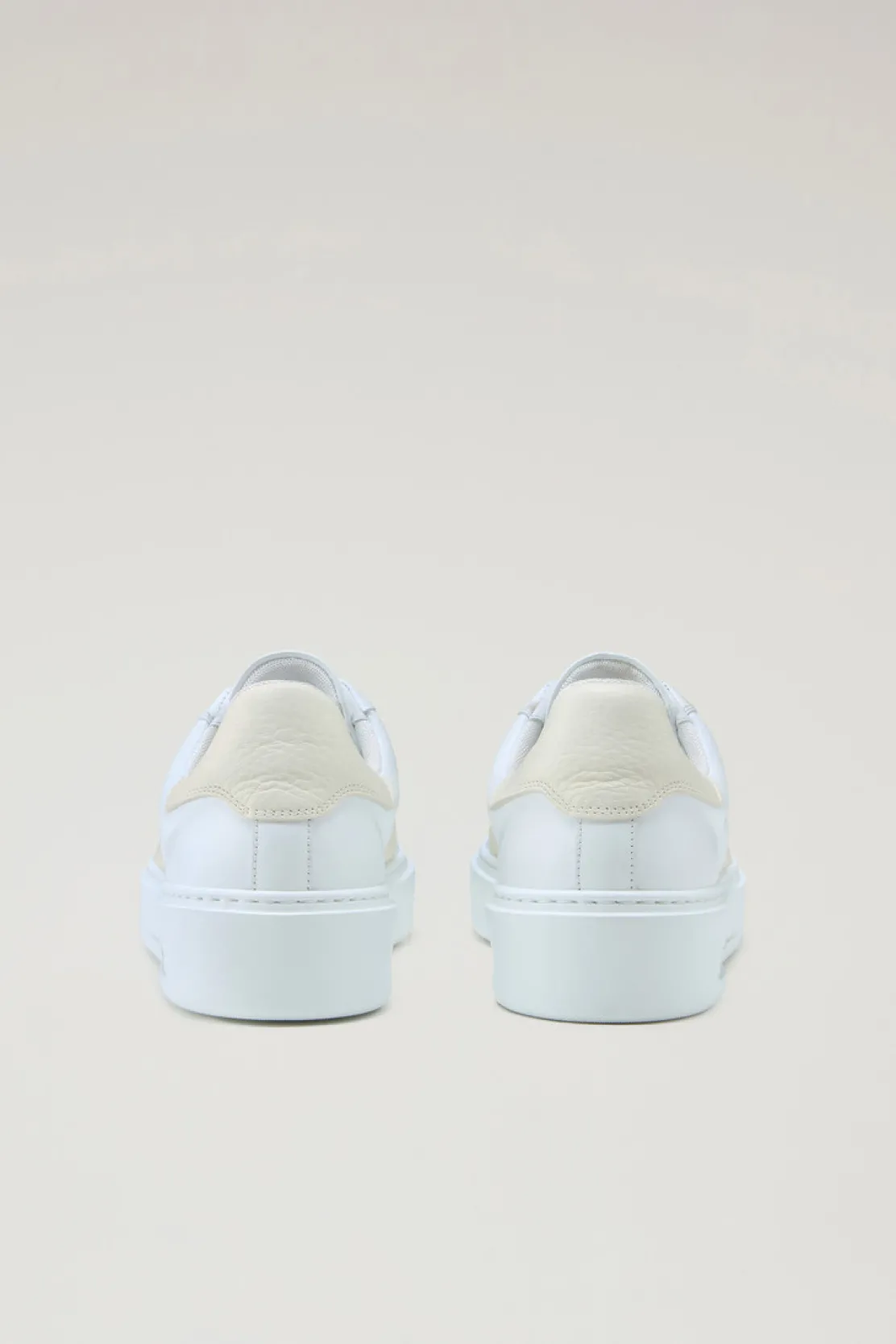 Sneakers>Woolrich Sneakers Classic Court In Pelle Con Banda A Contrasto White Cream